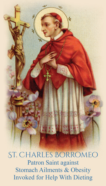 Nov. 4th St. Charles Patron of Stomach Ailments & Obesity Prayer Card